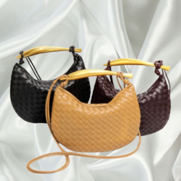 Vintage Leather Sardine Hand-Woven Bag: Single Shoulder Bag, Handcrafted Gift for Her