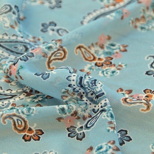 Gray paisley chiffon fabric by the yard, Sheer romantic gift for she