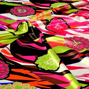 Purple Floral Satin Fabric by the Yard - Elegant Prom & Kimono Fabric