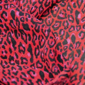 Burgundy Leopard Print Chiffon Fabric Remnant - 1.5 Yards
