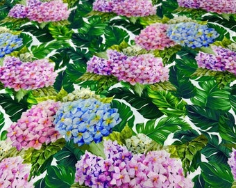 Hydrangea crepe fabric, Floral light weight material
