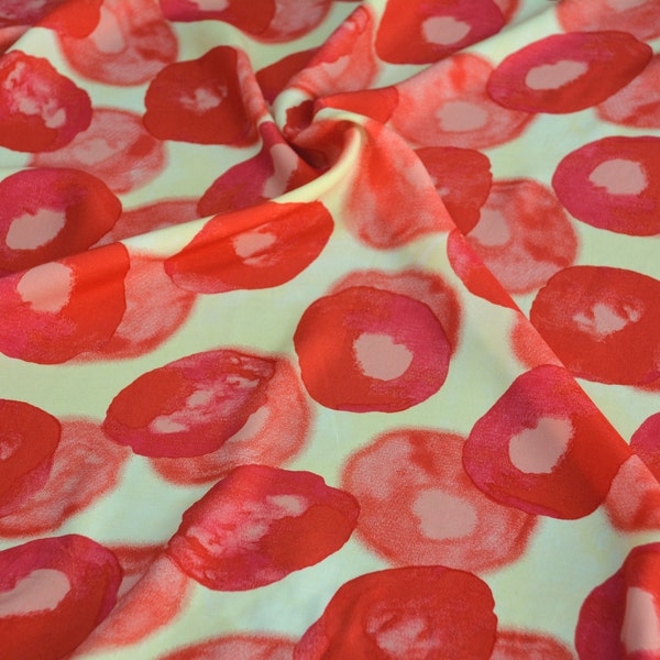 Watercolor flower poppy cotton sateen fabric by the yard