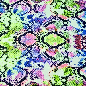 Neon Snake Skin Satin Fabric: Animal Print Polyester, Vibrant Sewing Material
