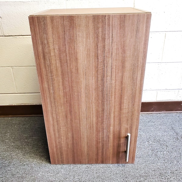 BRAND NEW Custom-Built Wall Cabinet Hinged Left 18"Wx14"Lx30"H with "Studio Teak" Finish Laminate - ONE Shelf + Door Hardware Included!