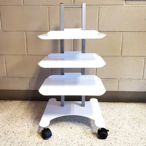 Portable White/Chrome Metal Laptop Medical Salon Office Shop Cart w/Caster Wheels - Sturdy Organization Computer Technology - BRAND NEW!
