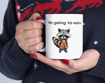 Racoon coffee mug with simple funny and cute design. Funny gift, gift for boyfriend, work mug, racoon mug, cute mug, animal mug