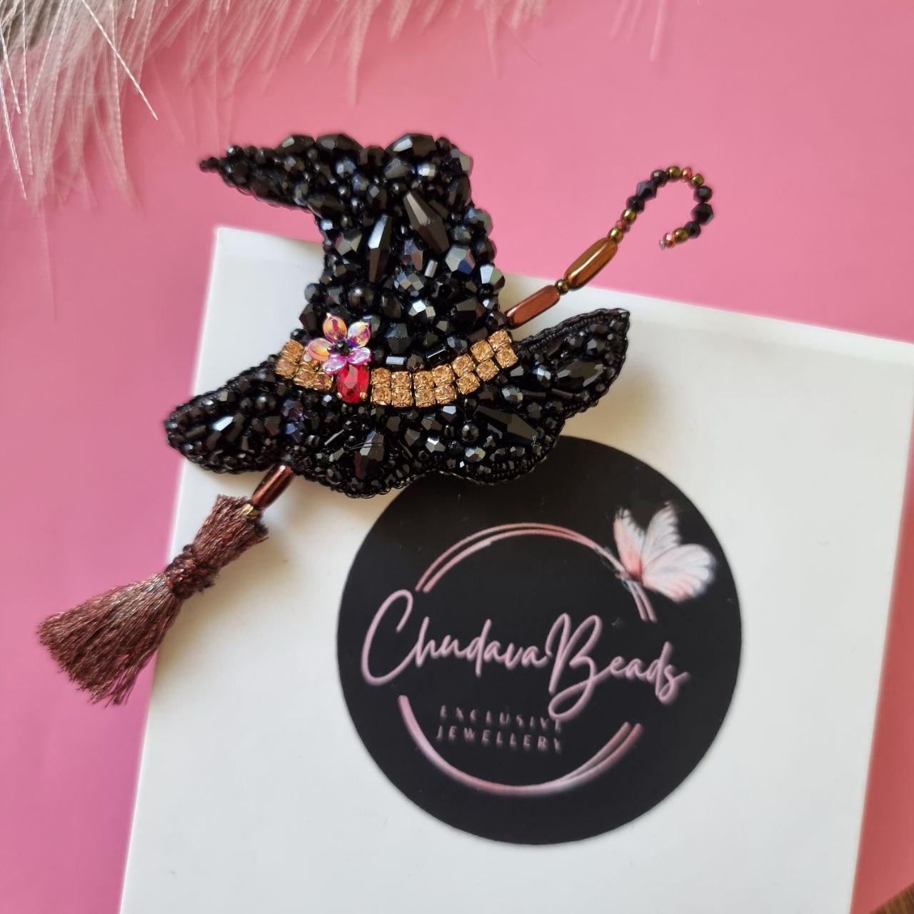 Broche Citrouille Strass Chapeau Sorcière - Bijou Halloween, Festival, Cadeau Femme, Cristal