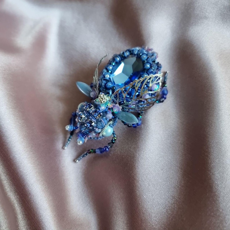 Perle scarabée quartz bleu