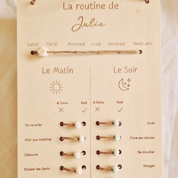 Planche de Routine Quotidienne Personnalisable pour Enfant  Matin et Soir | Activités Montessori | Emploi du Temps Enfants