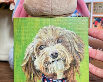 "Haustiere Portrait ""Haustier"" , 15 x 15 cm, Acrylbild, Heimdeko, Wandkunst, maßgeschneiderte Größen und Hintergrund, für Hunde, ColorFantasyByTan."