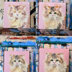 Custom Pets Portrait Painting, LINEN PANELS, acrylic, home decoration, wall art , custom sizes and background, For Cats, ColorFantasyByTan image 9