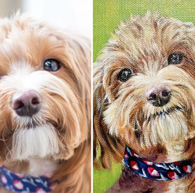 Custom Dog Portrait Painting: Acrylic Pet Art on Canvas - Etsy