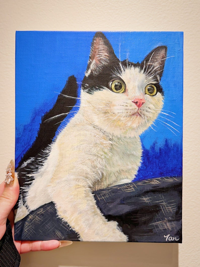 Custom Pets Portrait Painting, LINEN PANELS, acrylic, home decoration, wall art , custom sizes and background, For Cats, ColorFantasyByTan image 6