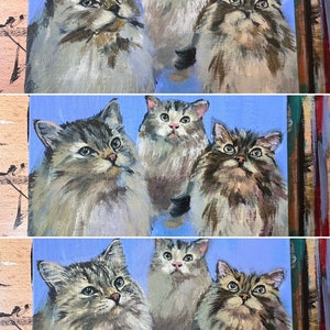 Custom Pets Portrait Painting, LINEN PANELS, acrylic, home decoration, wall art , custom sizes and background, For Cats, ColorFantasyByTan image 5