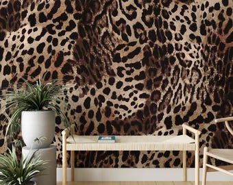 Leopard Print Wallpaper, Safari Wallpaper, Exotic Accent Wall Decor, Animal Skin Pattern Wallpaper, Peel and Stick Removable Wild Nature Art