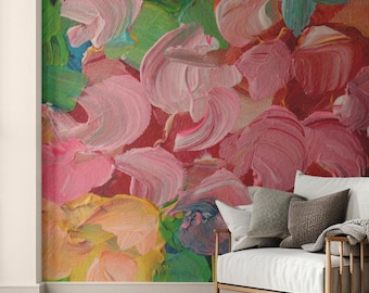 Colorful Garden Wallpaper, Removable Wallpaper, Peel and Stick Wallpaper, Nursery Wall Mural, Wall Mural, Large Scale Abstract