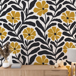 Vintage Boho Blumentapete, Schälen und Aufkleben Tapete, Abnehmbare Tapete, Wohnkultur Wand Kunst Wand Dekor