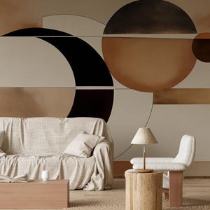 Boho Geometric Wallpaper Peel and Stick, Abstract Art Wall Mural for Modern Home Décor