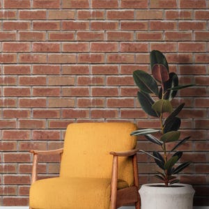Papel de parede de tijolo vermelho, mural de parede de tijolo removível, papel de parede autoadesivo ou pré-colado de tijolo 3D realista, decoração de tijolo, loft, pedra industrial
