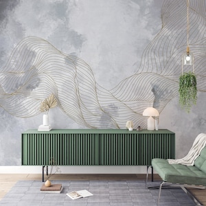 Carta da parati moderna geometrica su cemento, stampa murale astratta Boho Art, sfondo in cemento con texture, murale Boho, stacca e attacca