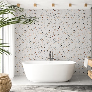 Papier peint autocollant terrazzo multicolore bohème, décoration murale moderne amovible, décoration murale en béton auto-adhésive ou préencollée, respectueux de l'environnement