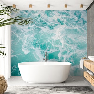 Sea Beach Wallpaper, Waves in The Ocean Wall Mural, Sea Wave Wallpaper Beach Wallpaper Blue Water Wallpaper Seascape Wall Mural