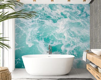 Sea Beach Wallpaper, Waves in The Ocean Wall Mural, Sea Wave Wallpaper Beach Wallpaper Water Wallpaper Seascape Wall Mural