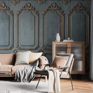 Molding Wallpaper, Interior Wall With Cornice Wall Mural, European Wall Decor, Classic Wall Art, Peel and Stick, Removable Wallpaper