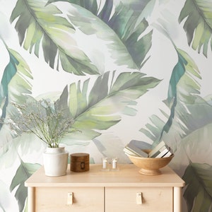 Leaf Tropical Leaves Wallpaper, Peel and Stick Wallpaper, Traditional mural, Palm Tropical Jungle Leaf Peel And Stick #44