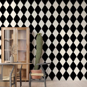 Geometric Harlequin Wallpaper, Geometric Peel and Stick wallpaper Temporary Removable or Traditional Wallpaper