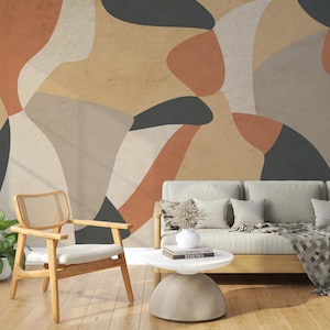 Boho Geometric Wallpaper Peel and Stick, Abstract Art Wall Mural for Modern Home Decor, Geometric Wall Mural, Temporary Wallpaper, Aesthetic