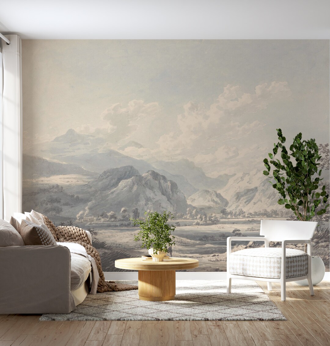 Scenic Wallpaper Mural , Vintage Wallpaper, Historical Wallpaper