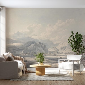 Mural de papel pintado escénico, papel pintado vintage, papel pintado histórico, papel pintado de paisaje vintage, mural de pintura escénica, decoración de pueblo