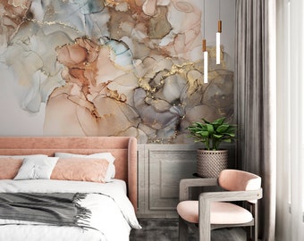 Modern Fluid Art Wallpaper, Abstract Ink Luxury Wallpaper, Fluid Art Wallpaper, Abstract Painting Wall Mural, Marble Wallcovering