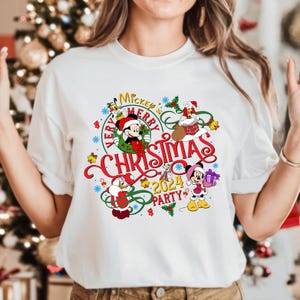 Chemise Mickey's Very Merry Christmas Party 2024, t-shirt de Noël Disney Santa Mickey et Minnie, T-shirt de vacances de Noël, chemise Wdw Disneyland