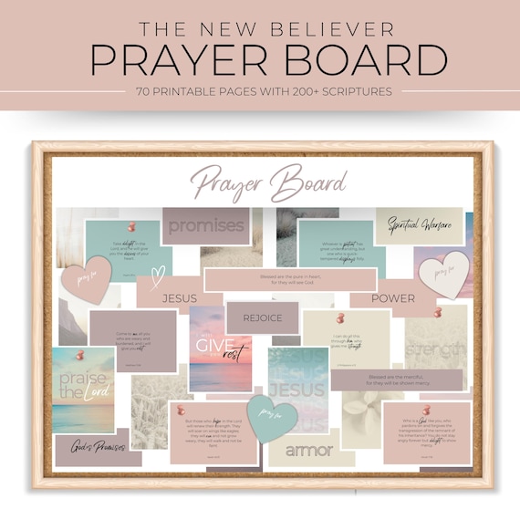 Printable Prayer Board Kit | Prayer Cards | Bible Verses | Christian Collage | Prayer Scriptures | New Believers Inspirational Quotes