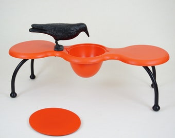 Vintage IKEA PS Table Designed by Eva and Peter Moritz / Red Plastic Table with Black Tubular Metal Frame