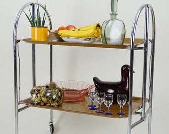 Vintage Folding Serving Bar Cart: Drinks Trolley