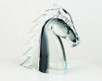 ムラーノガラスの馬の頭の彫刻：24カラットの金箔、イタリア製 - Etsy 日本