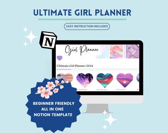 Ultimate Girl Template Planner, Goal Setting Planner, Girl Boss Planner, Planner Notion, Personal Digital Planner, Notion Template