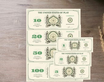 Imprimable Dollars de récompense, Argent fictif pour enfants (PDF)