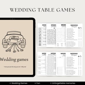 Wedding Games, Wedding Reception Games bundle perfect for Wedding Table Games, Who Knows Bride Best, Wedding Crossword, Wedding Advice Cards