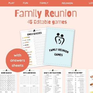 Lot de jeux pour réunion de famille, jeux de réunion de famille, modèle de toile, idée de réunion de famille, jeux modifiables pour réunion de famille, réunion de famille à imprimer