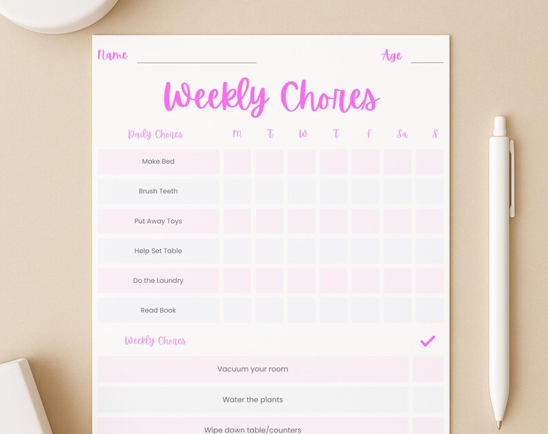 Kids Weekly Chore Chart – Printable Responsibility Planner (PDF) - Etsy ...
