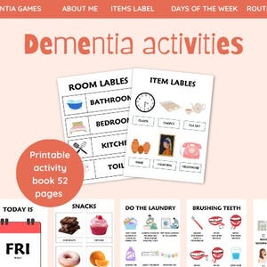 Dementia Activities, Dementia-friendly orientation, Dementia, Dementia Games, Dementia Caregiver Worksheets, Activity Book Memory Loss