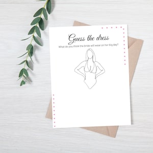 Guess the Dress, Hen Party Game, Digital and Printable, Elegant Minimalist Desig, Bachelorette Party, Bridal Shower, Bride to Be, Wedding