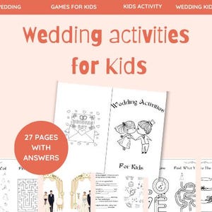 Kids Wedding Activity, Book, Printable, Instant Download, Childrens Games, Wedding Activity Kids, Table Wedding Favors, Coloring Pages