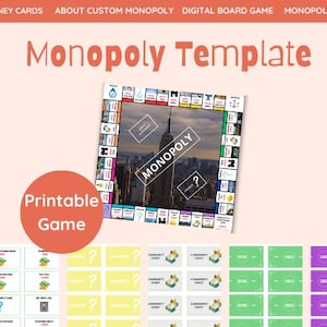Monopoly Vorlage, Brettspiele, Benutzerdefinierte Monopoly, Monopoly Brett, Monopoly Drucke, Digitale Brettspiele, Monopoly digital