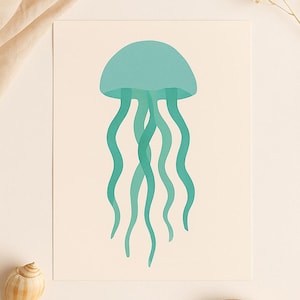 Blue Jellyfish – Printable Wall Art | Coastal Nursery Decor | Minimalist Ocean Print | Digital Download