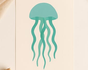 Medusas azules – Arte mural imprimible / Decoración costera para habitación infantil / Impresión minimalista oceánica / Descarga digital